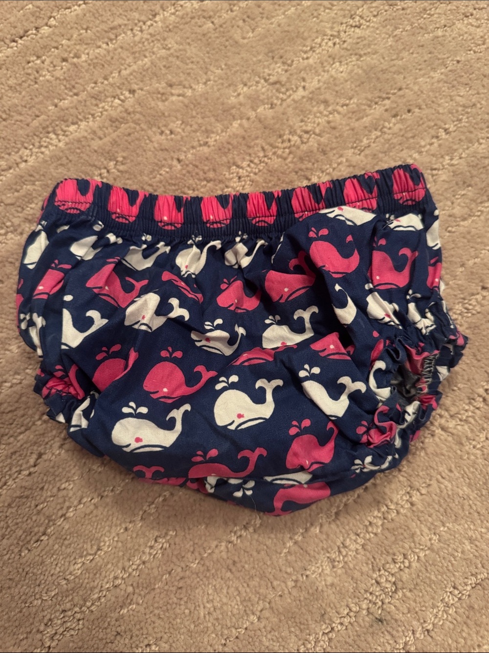 Pottery Barn Kids Navy Bloomers with Pink & White Whale Print